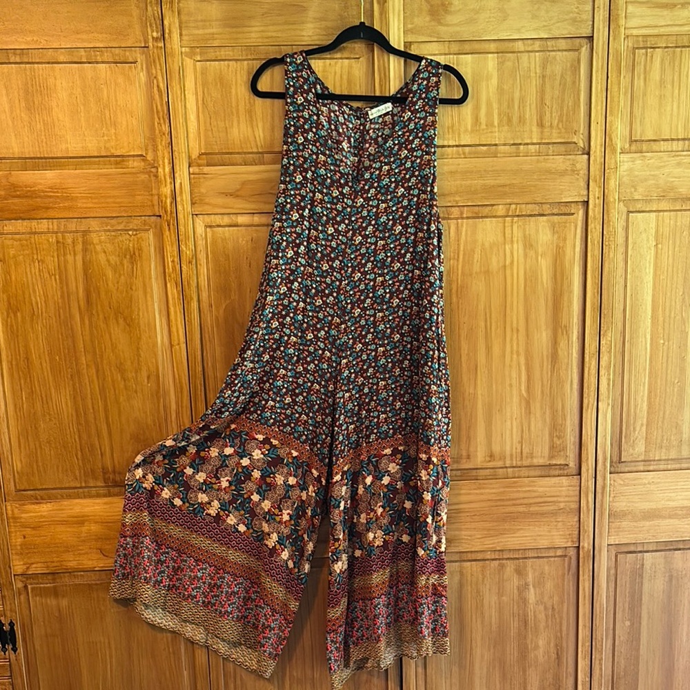 Natural Life Burgundy Floral jumpsuit